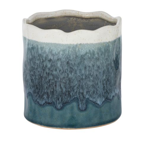 Raku Ceramic Planter (Blue)