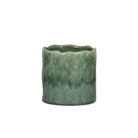 Raku Ceramic Planter (Green 15cm)