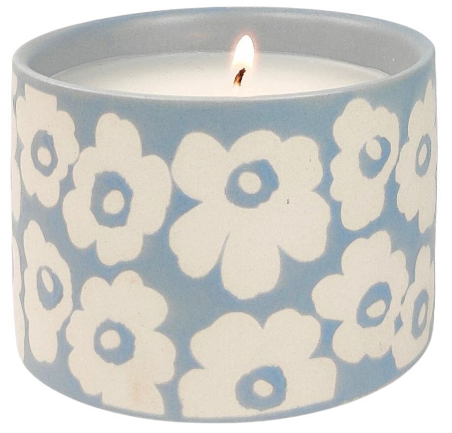 Retro Floral Candle Vanilla - Blue
