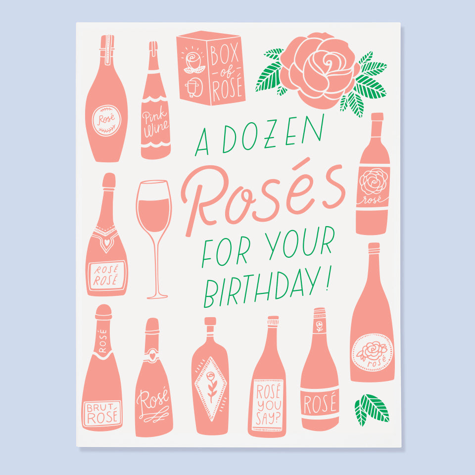A Dozen Rosés for Your Birthday - Greeting Card