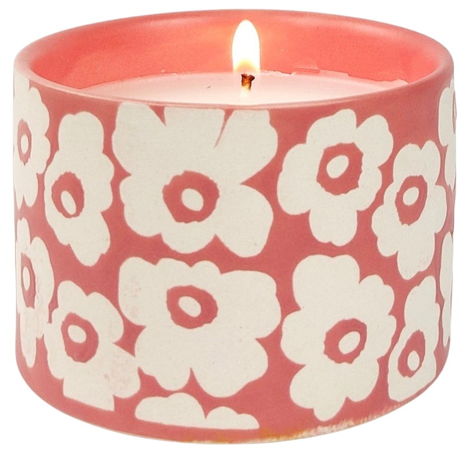 Retro Floral Candle Vanilla - Pink
