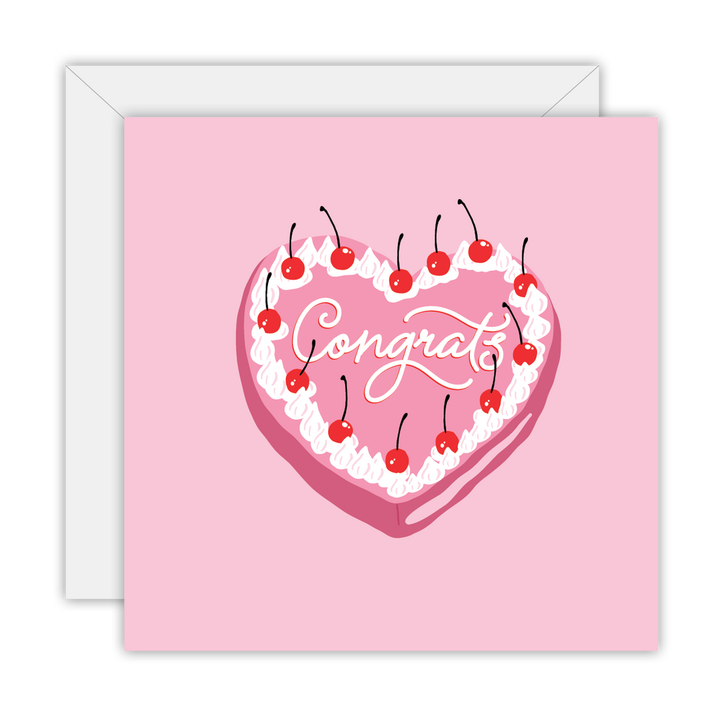 Congrats Heart Cake – Greeting Card